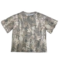 T-shirt d'été rétro pour femme à imprimé camouflage, manches courtes, en Spandex/Polyester, col souple, coupe ample, motif camouflage intégral, formel