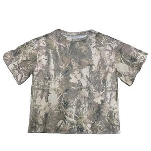 T-shirt d'été rétro pour femme à imprimé camouflage, manches courtes, en Spandex/Polyester, col souple, coupe ample, motif camouflage intégral, formel - Product Image 1