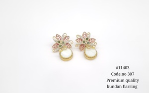 Pendientes colgantes Kundan 11403, chapados en oro, con piedra doble de circonita cúbica, joyería floral para bodas y fiestas, para mujer - Product Image 6