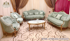 Classy 8 Seater Teak Wood Livingroom Sofa Set Luxurious <b>High</b> <b>Gloss</b> Living Room Set European Design Golden Polished Sofa - Product Image 5