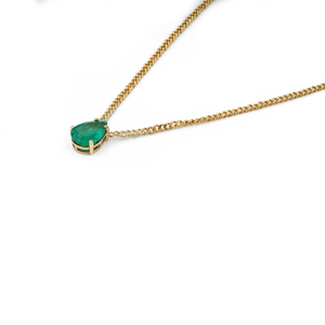 Collar con Colgante de Esmeralda Zambiana con Diseño Simple y Exclusivo, Cadena Cubana Miami con Incrustaciones de Piedras Preciosas, Oro Amarillo de 14K - Product Image 5