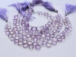 Perles d'améthyste rose naturelle facettées en forme de cœur 7-8 mm, perles d'améthyste en forme de cœur, perles d'améthyste pour la fabrication de bijoux, 8 pouces - Product Image 3