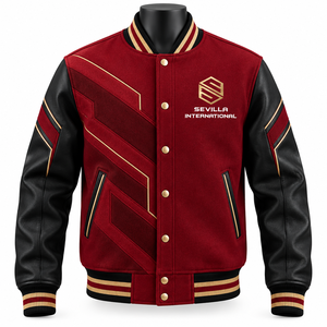 Chaqueta Varsity Clásica para Hombre con Mangas en Contraste, Puños Acanalados, Cierre de Botones a Presión y Estilo Atlético Informal Atemporal - Product Image 1