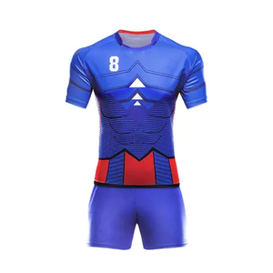 Conjunto de Camiseta de Fútbol Azul para Hombre, Manga Corta, Cuello Redondo, Poliéster que Absorbe la Humedad, Uniforme Ajustado, Estampado Sublimado, Número de Equipo 8 - Product Image 3