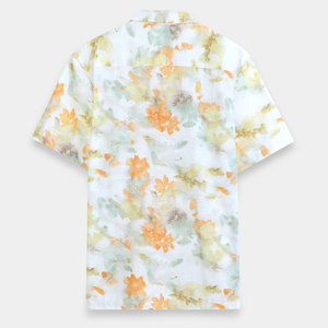 เสื้อเชิ้ตผู้ชายแขนสั้นลายดอกไม้ ผ้าป๊อปลิน ปกคอปก แนวลำลอง ใส่สบายๆ สำหรับฤดูร้อน เสื้อฮาวายชายหาด - Product Image 2