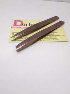 Premium Quality Rose Gold Eyebrow Tweezers Stainless Steel Custom Logo Slanted <b>Pointed</b> Ingrown Hair <b>Removal</b> Beauty Hair Tweezers - Product Image 3