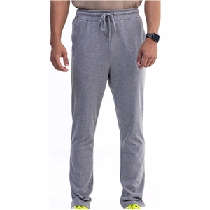 Men's Gray Sweatpants Elastic Waist <b>Drawstring</b> Closure Side Pockets Casual Jogger Pants Autumn Wear - Product Image 1