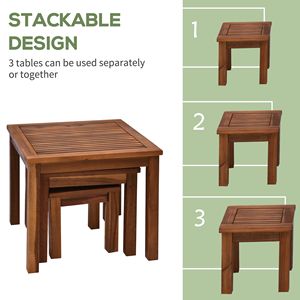 Tavolini da Esterno in Legno di Acacia - Set Multifunzionale per Patio - Product Image 4
