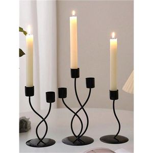 Luxury Matte <b>Black</b> Metal <b>Candelabra</b> Multi Arm Tall Candle Holder Decorative Tabletop Centerpiece Stand for Hotel Restaurant Home - Product Image 1