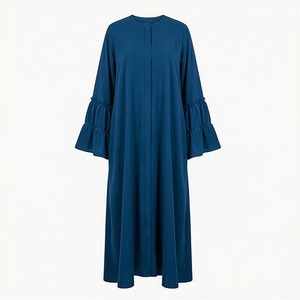 Abaya Moderna con Volantes en las Mangas, Poliéster Antiestático, Hecha a Mano, Larga hasta el Suelo, Vestido Modesto para Mujeres Musulmanas, Nida Premium - Product Image 1
