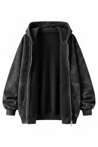 Sudadera con Capucha Unisex de Alta Calidad para Atletas, con Lavado Ácido, Cremallera Completa, Forro Polar Grueso y Cálido, Estilo Casual Urbano Oversize, de Secado Rápido, 100% - Product Image 3
