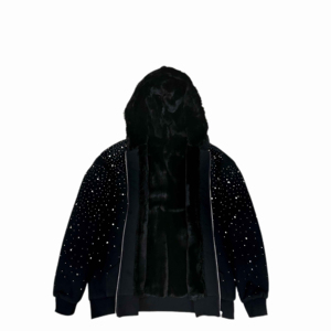 Sweat à capuche imprimé strass en mélange de coton premium, pull oversize streetwear, fournisseur en gros, sweat à capuche strass cristal - Product Image 4