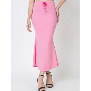 Jupe rose unie imprimée par transfert thermique, taille régulière, style poisson, avec cordon de serrage, longueur cheville, coupe ajustée, élégante, lavable, séchage rapide, pour femme - Product Image 1