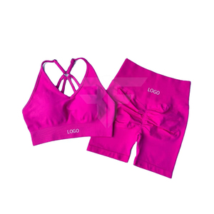 Conjunto Deportivo de Secado Rápido para Mujer, Transpirable, Ecológico, Pantalones Cortos con Cintura Elástica, Traje de Yoga sin Costuras, Levanta Glúteos - Product Image 1
