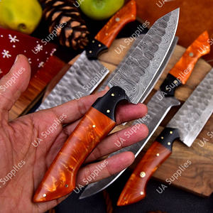 Juego de Cuchillos de Chef Profesionales Hechos a Mano de Acero de Damasco de 5 Piezas con Mango de Resina Epoxi, Espiga Completa, Ligeros, Grado Industrial, Alta Calidad - Product Image 5