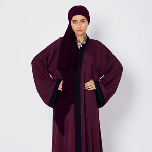 Nouvelle Abaya d'été élégante et décontractée pour femme, col rond, coupe ample, longue, manches longues, en polyester - Product Image 1