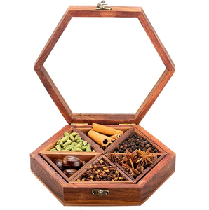 Wood Spice <b>Box</b> With Acrylic Lid Handicrafts Round Acacia Wood Salt Spice Seasoning Condiment <b>Box</b> - Product Image 5