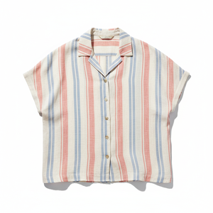 เสื้อเชิ้ตผู้หญิงพรีเมียม ผ้าฝ้ายเจอร์ซีย์ 100% ระบายอากาศได้ดี เป็นมิตรกับสิ่งแวดล้อม คอวี แขนสั้น แห้งเร็ว สไตล์ลำลอง ติดกระดุม ลายดิจิทัล สำหรับฤดูร้อน - Product Image 1