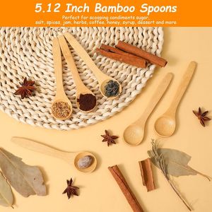 6pcs 5.12 Inch Mini Bamboo Utensils Multi-Purpose Small Wooden Spoons for <b>Tea</b> Condiments Spices Honey Ice Cream Coffee Ki - Product Image 3