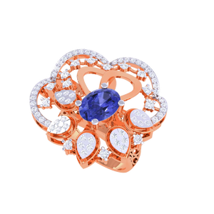 Anillo de Oro Rosa de Lujo con Diseño Floral para Mujer, Elegante Joyería de Compromiso Nupcial - Product Image 2