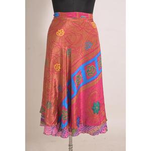 Falda Maxi Cruzada de Seda con Estampado Floral Vintage Hecha a Mano para Mujer, Elegante - Product Image 1