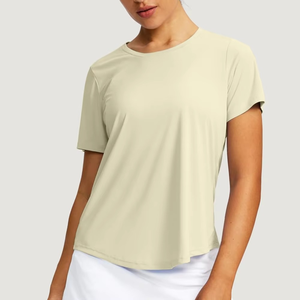 Hot Sale Womens Workout T Shirt Durable Double Stitch Soft Fabric Breathable Fitness <b>Top</b> Wholesale OEM - Product Image 5