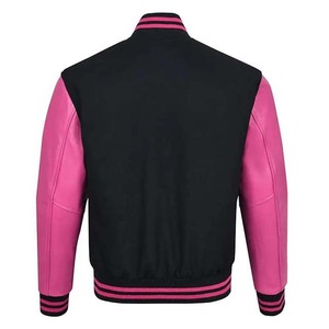 New Custom Logo Geometric Patchwork Unisex Wool Hooded Sleeves Unique Baseball College Varsity <b>Jacket</b> Stand Front Comfortable - Product Image 2