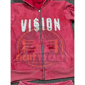 Conjunto de chándal estilo flare para parejas, personalizado para el Día de San Valentín, lavado ácido, color rojo, para hombre, 100% algodón, sudadera con capucha y pantalones flare. - Product Image 2