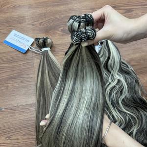 Extensions de cheveux tissées à la machine SUPER Double Drawn, cheveux vietnamiens naturels lisses et ondulés, couleur Piano, prêtes à être expédiées - Product Image 2