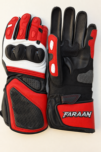 Red White Black Leather Motorcycle Racing <b>Gloves</b> Hard <b>Knuckle</b> Armored Full Gauntlet Sport Bike Riding <b>Gloves</b> Custom OEM - Product Image 3