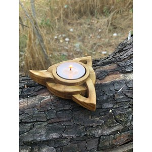 Porte-bougies en bois de Sheesham en gros |   Artisanat rustique brun sculpté à la main en gros - Product Image 3