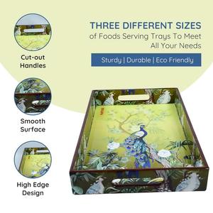 Bandeja de Servir de Madera de Grado Comercial, Resistente, de Madera Maciza, para Té y Café, con Diseño Impreso - Product Image 2