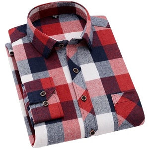 Chemise en flanelle à manches longues personnalisable pour hommes nouvelle usine à la mode coupe ample décontracté Plaid Design respirant tricoté de haute qualité - Product Image 5