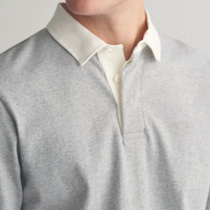 Polo de rugby à manches longues pour homme de haute qualité, en toile durable et confortable pour un usage décontracté, service OEM avec motif uni - Product Image 5