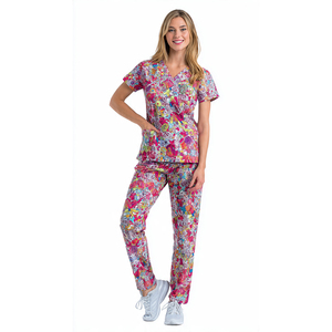 Ensemble de blouses d'hôpital unisexe à sublimation, col en V, manches courtes, en tissu sergé 100 % polyester de haute qualité, impression personnalisée pour - Product Image 4