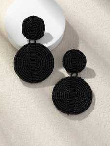 Pendientes Geométricos con Cristales, Diseño Bohemia, Chapado en Negro, Aleación, Joyería para Mujer, Diseño con Microincrustaciones de Cuentas de Vidrio - Product Image 6