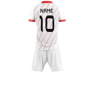 Custom Sublimated Soccer Jersey <b>Set</b> White Red Striped Moisture Wicking Men's Adult All Seasons Short Sleeve Team Name Number 10 - Product Image 6