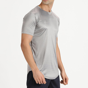 เสื้อยืดออกกำลังกายคอกลมทรงเข้ารูป ผลิตจากโพลีเอสเตอร์ 100% ปรับแต่งได้ เป็นมิตรกับสิ่งแวดล้อม แห้งเร็ว ระบายอากาศดี แขนสั้น - Product Image 4