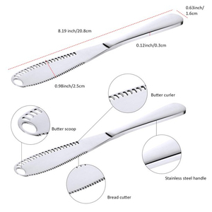 Cuchillo Multiusos de Acero Inoxidable con Hoja Dentada y Parte Trasera Recta, Grosor de 0.5mm, Mango de Madera, Grado DIY, Uso en Cocina OEM - Product Image 3