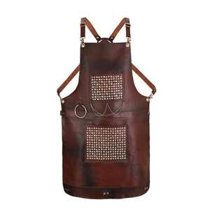 Best Real <b>Leather</b> Sleeveless Bib <b>Apron</b> Baking Mats Vintage Green Fire Retardant Reusable High Quality Customizable Color - Product Image 2