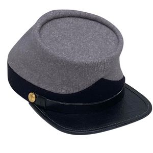 Gorra confederada de estilo vintage, de inspiración histórica, típica de la época, con cuerpo de lana gris y banda negra. - Product Image 3