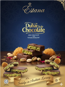 Chocolate Sólido al Estilo Dubái ESTANA al por Mayor en Envoltura Flow Wrap con Kunafa y Pistacho, 108g, 12 Meses de Duración - Product Image 6