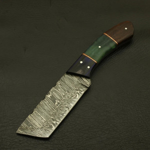 Cuchillo Tanto de Acero de Damasco Hecho a Mano con Hoja Fija, para Camping, Caza y Bushcraft, Mango de Madera Pakka, Directo de Fábrica - Product Image 6