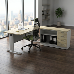 Bureau de direction moderne autoportant de 1,80 m en panneau de particules mélaminé durable et spacieux pour usage commercial - Product Image 3