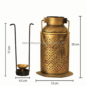 Farol de Metal con Acabado de Latón Antiguo, Portavelas Artesanal para Decoración de Sala de Estar y Bodas al Mejor Precio - Product Image 6