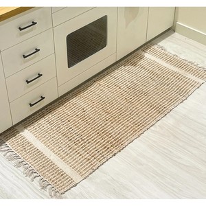 Handmade Jute <b>Kitchen</b> Rug Rectangle Farmhouse Style Flat Weave Non-Slip Rubber Backing Spot Clean Thin 0.2-0.4 in - Product Image 4