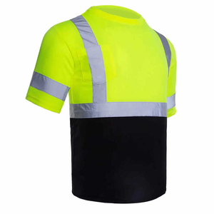 Camiseta de Seguridad de Alta Visibilidad Verde Lima con Franjas Reflectantes y Base Negra para Uso Diurno y Nocturno - Product Image 2