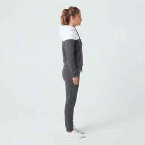 Women's Color Blocked <b>Fleece</b> Tracksuit Set Full Sleeve Casual Sportswear Breathable Cotton Tracksuit Regular Fit <b>All</b> Seasons - Product Image 4