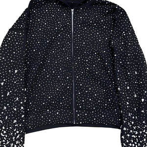 Sweat à capuche surdimensionné personnalisé 100% coton avec fermeture éclair ornée de strass, nouveau look tendance pour un port sans manches, confortable à porter - Product Image 6