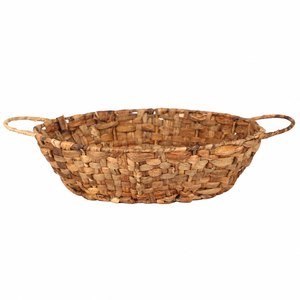 Panier ovale tressé en jacinthe d'eau personnalisable avec poignées, plateau de rangement domestique écologique, organisateur rustique pour la maison - Product Image 4